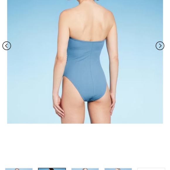 Women's Shirred Ribbed Bandeau Cheeky One Piece Swimsuit - Shade & Shore - Picture 6 of 6